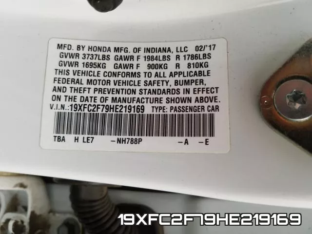 19XFC2F79HE219169 фото 2