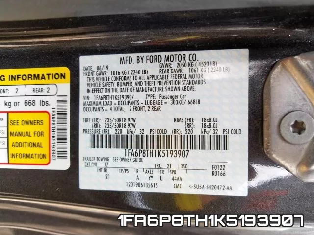 1FA6P8TH1K5193907 фото 2