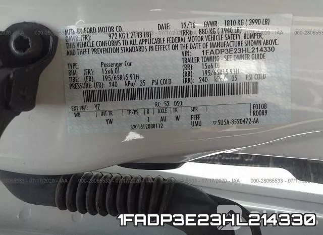1FADP3E23HL214330 фото 5