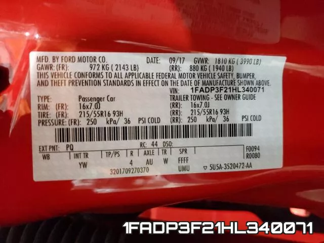 1FADP3F21HL340071 фото 2