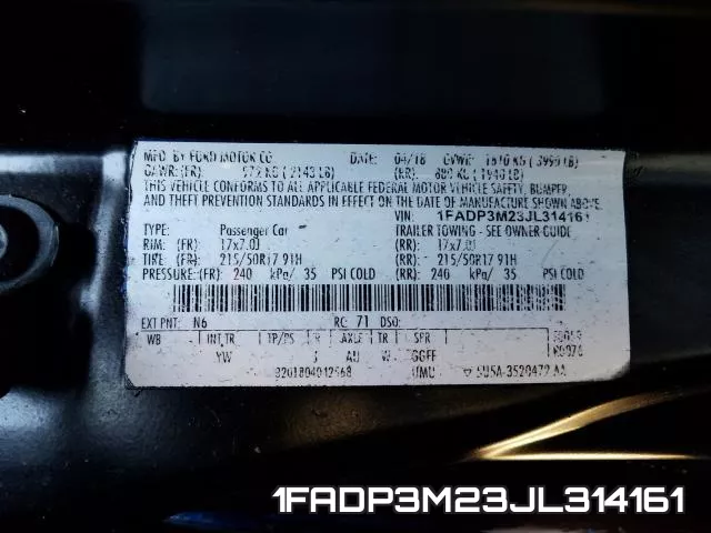 1FADP3M23JL314161 фото 2