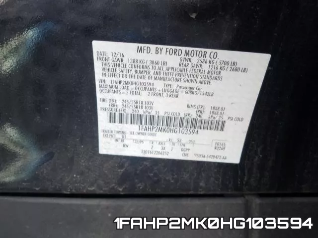 1FAHP2MK0HG103594 фото 2