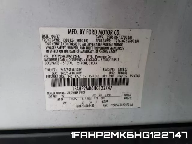 1FAHP2MK6HG122747 фото 2
