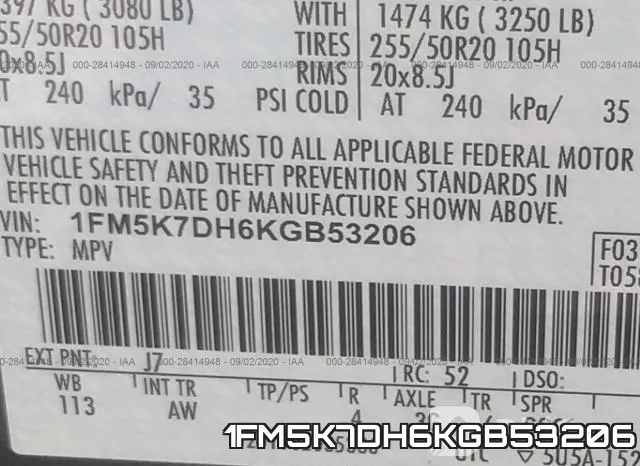1FM5K7DH6KGB53206 фото 10