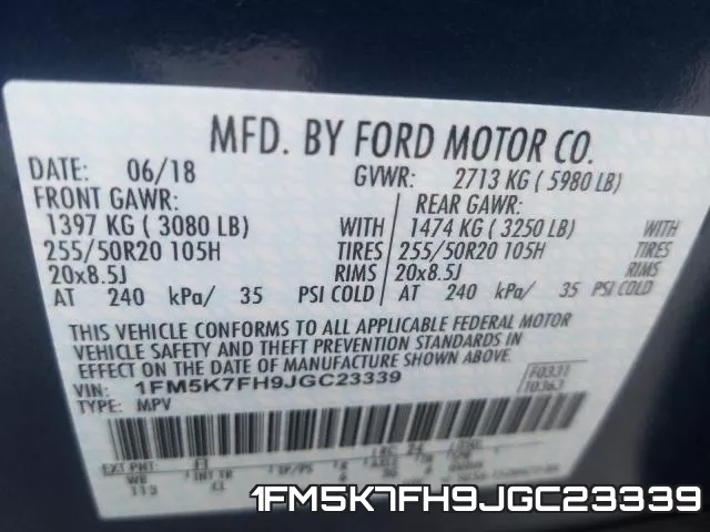 1FM5K7FH9JGC23339 фото 2