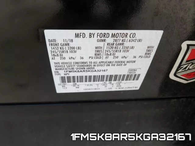1FM5K8AR5KGA32167 фото 2