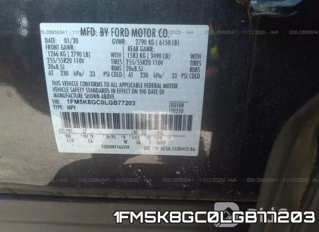 1FM5K8GC0LGB77203 фото 10