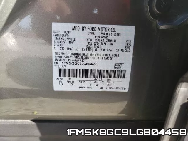 1FM5K8GC9LGB04458 фото 2