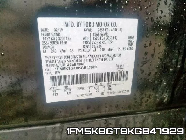 1FM5K8GT8KGB47929 фото 2