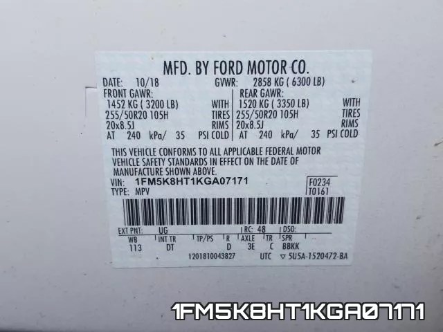 1FM5K8HT1KGA07171 фото 2