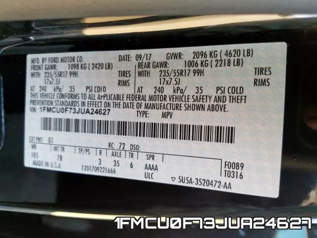 1FMCU0F73JUA24627 фото 2