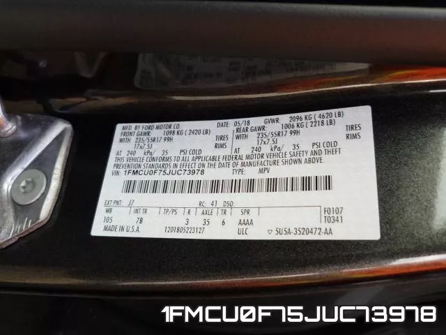 1FMCU0F75JUC73978 фото 2