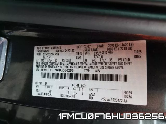 1FMCU0F76HUD36256 фото 2