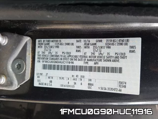 1FMCU0G90HUC11916 фото 2