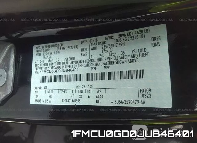 1FMCU0GD0JUB46401 фото 9