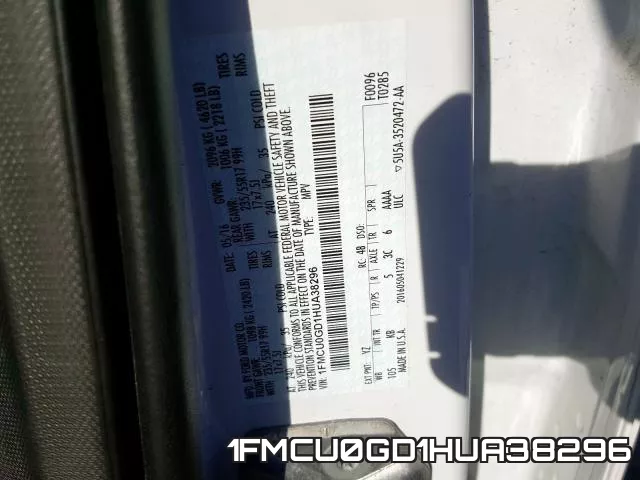 1FMCU0GD1HUA38296 фото 2