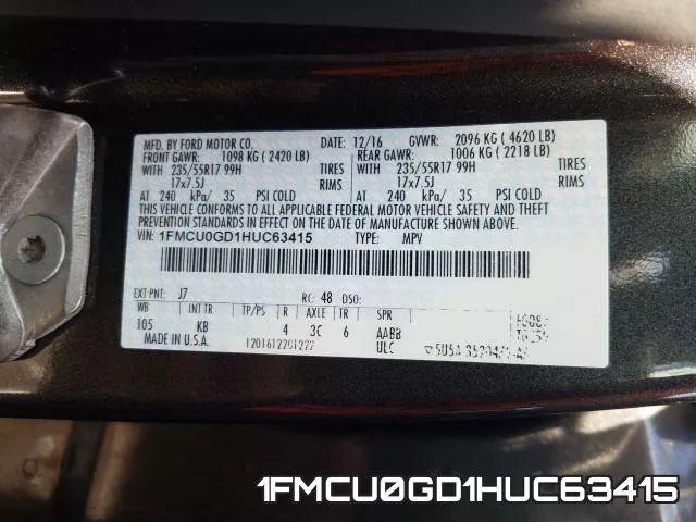 1FMCU0GD1HUC63415 фото 2