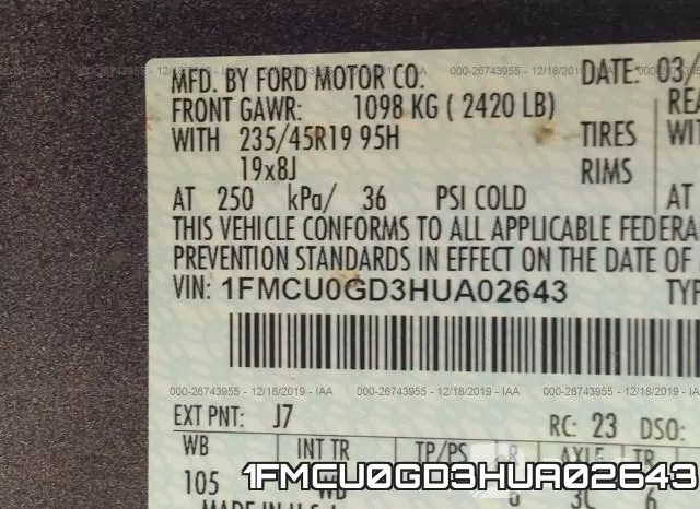 1FMCU0GD3HUA02643 фото 10