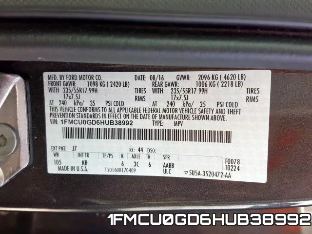 1FMCU0GD6HUB38992 фото 2