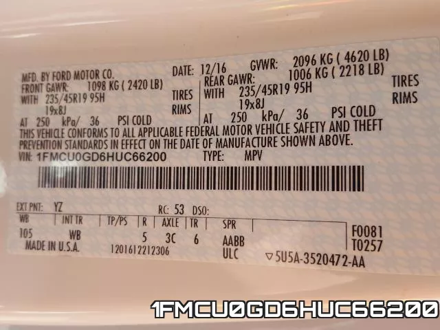 1FMCU0GD6HUC66200 фото 2