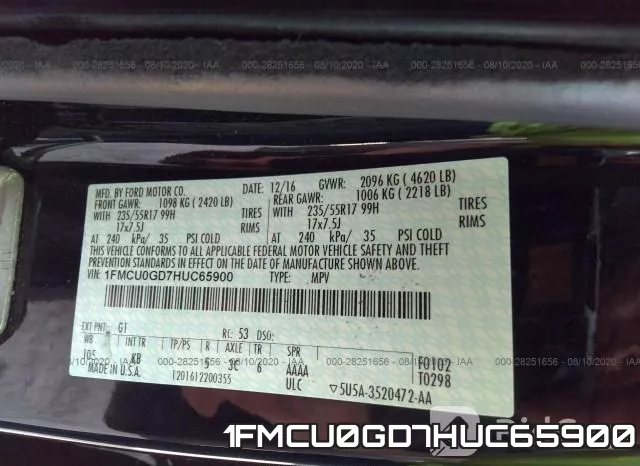 1FMCU0GD7HUC65900 фото 10