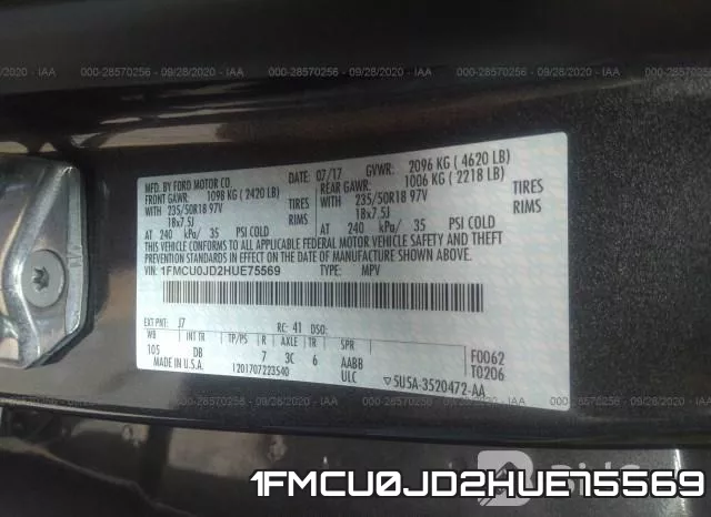1FMCU0JD2HUE75569 фото 10