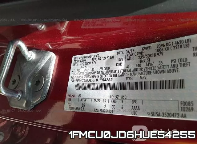 1FMCU0JD6HUE54255 фото 10