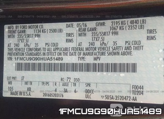 1FMCU9G90HUA51489 фото 10