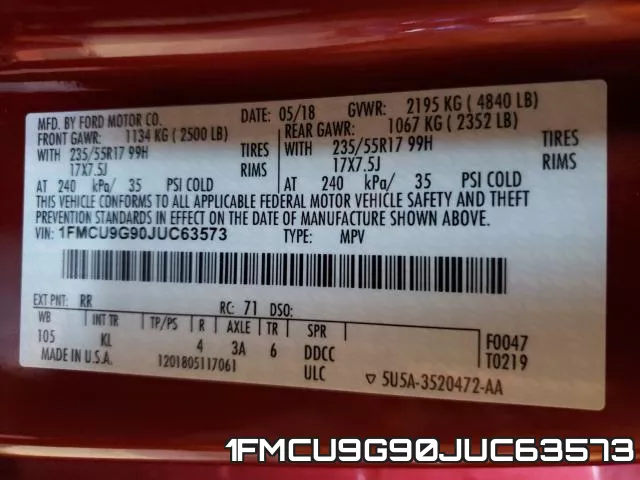1FMCU9G90JUC63573 фото 2