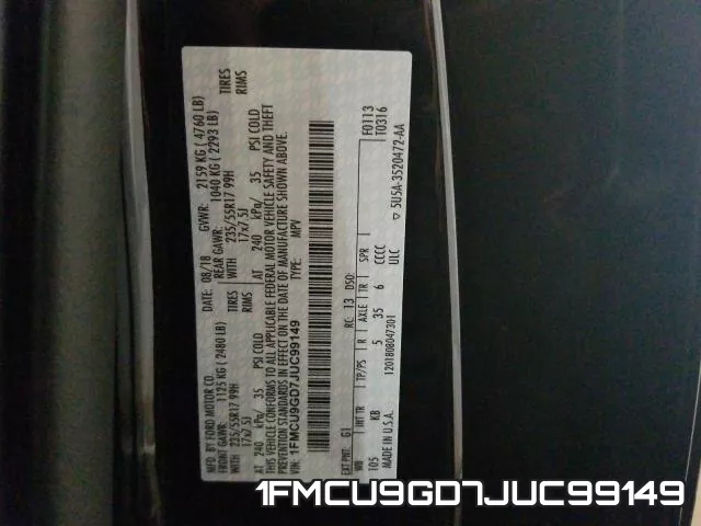 1FMCU9GD7JUC99149 фото 2