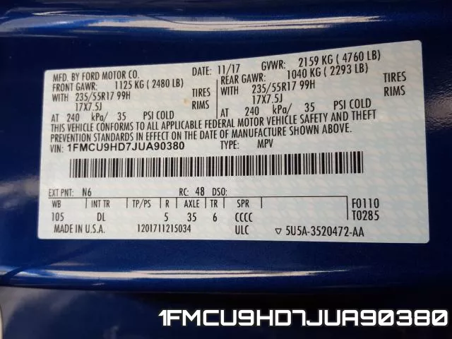 1FMCU9HD7JUA90380 фото 2