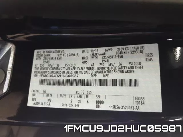 1FMCU9JD2HUC05987 фото 2