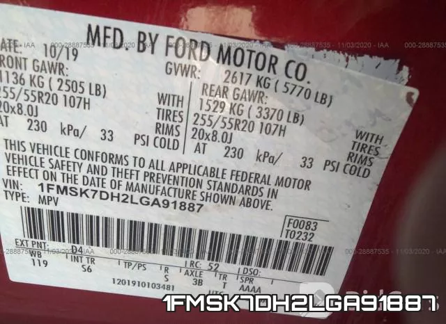 1FMSK7DH2LGA91887 фото 10
