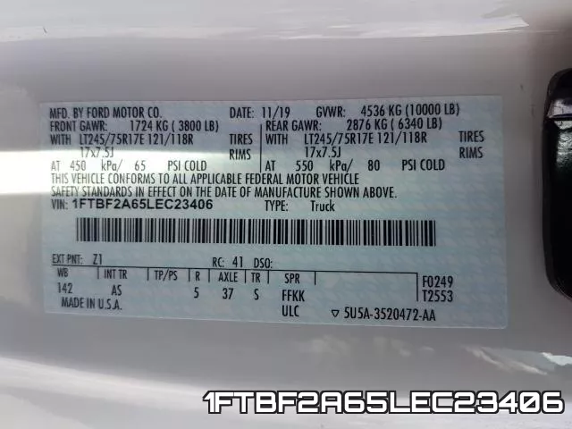 1FTBF2A65LEC23406 фото 2
