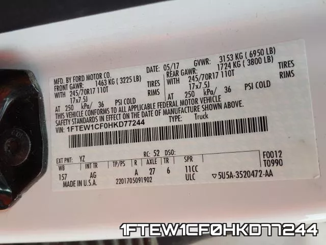 1FTEW1CF0HKD77244 фото 2
