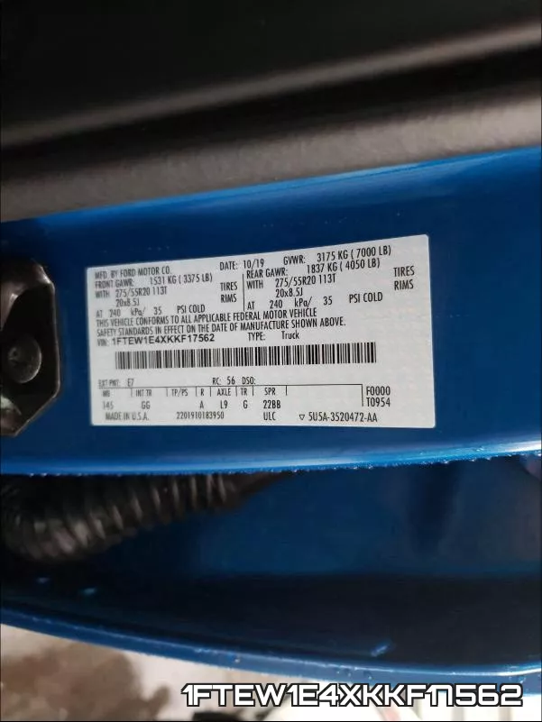1FTEW1E4XKKF17562 фото 2