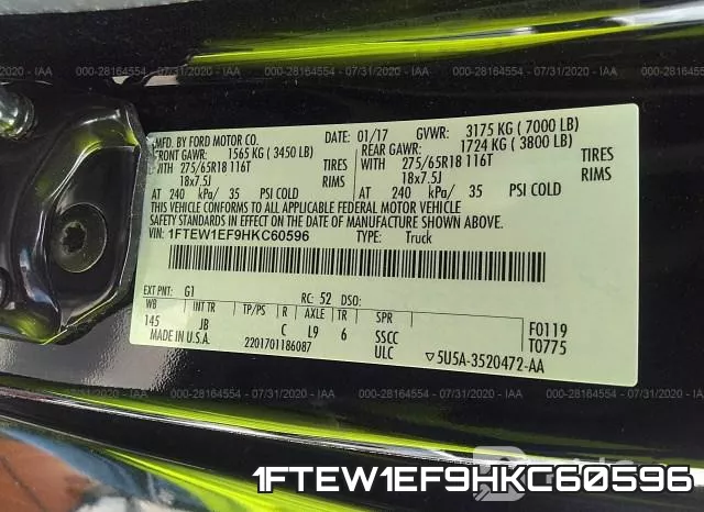 1FTEW1EF9HKC60596 фото 10