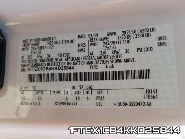 1FTEX1CB4KKD25844 фото 2