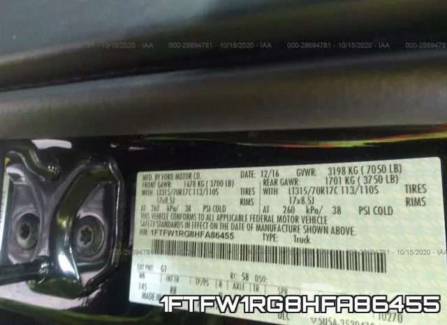1FTFW1RG8HFA86455 фото 10