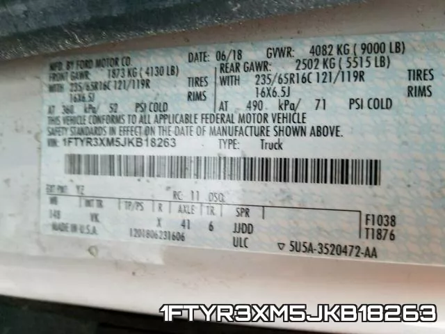1FTYR3XM5JKB18263 фото 2