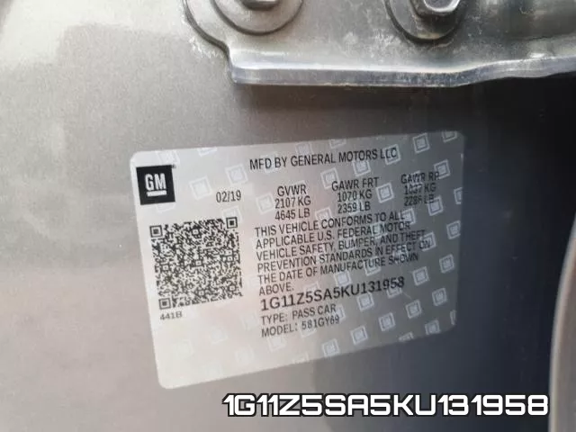 1G11Z5SA5KU131958 фото 2