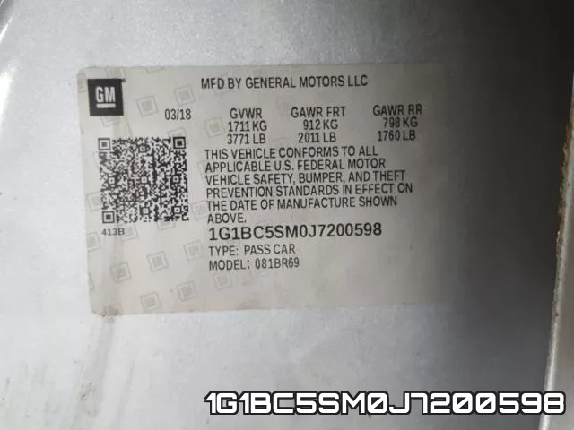 1G1BC5SM0J7200598 фото 2