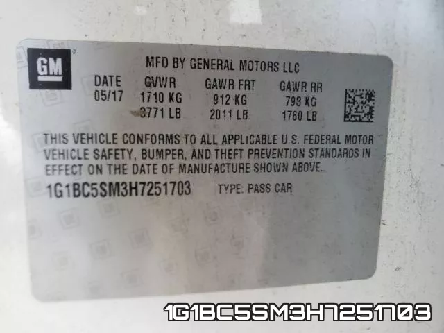 1G1BC5SM3H7251703 фото 2