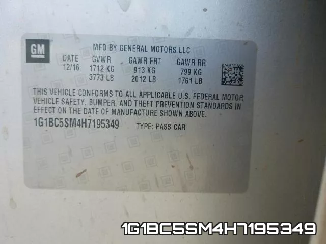 1G1BC5SM4H7195349 фото 2