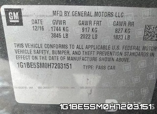 1G1BE5SM0H7203151 фото 9