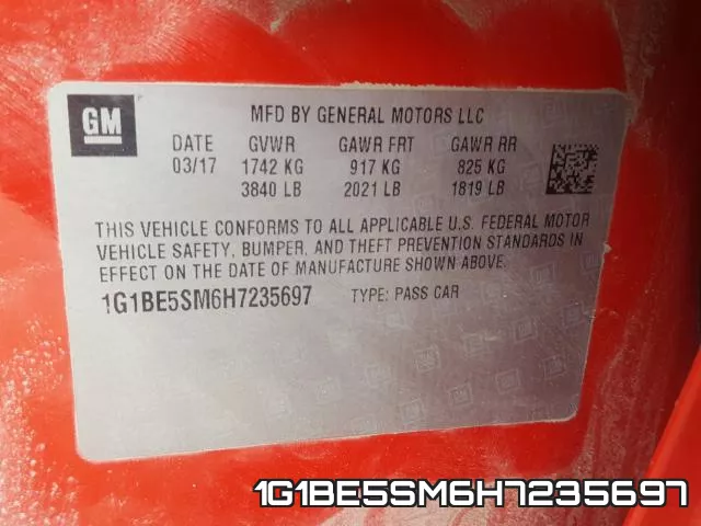 1G1BE5SM6H7235697 фото 2