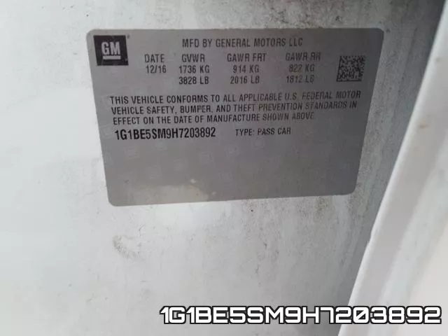 1G1BE5SM9H7203892 фото 2