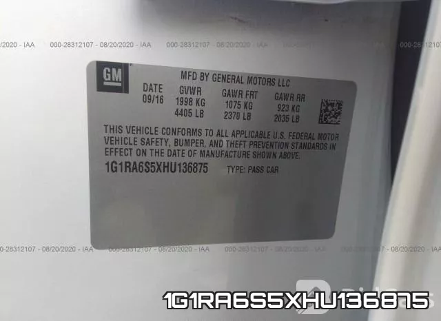 1G1RA6S5XHU136875 фото 10