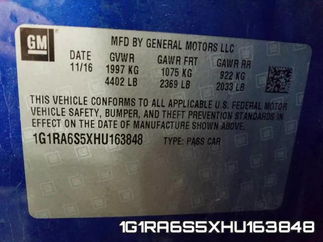 1G1RA6S5XHU163848 фото 2