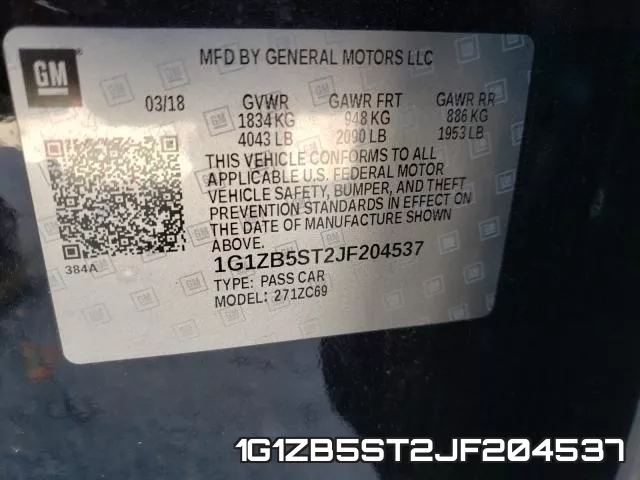 1G1ZB5ST2JF204537 фото 2
